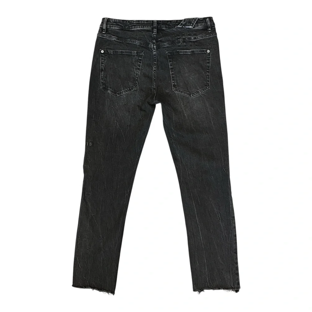 Ksubi Chitch Slim Fit Raw Hem Stretch Denim Jeans in Marbled Black Men’s 34 $220